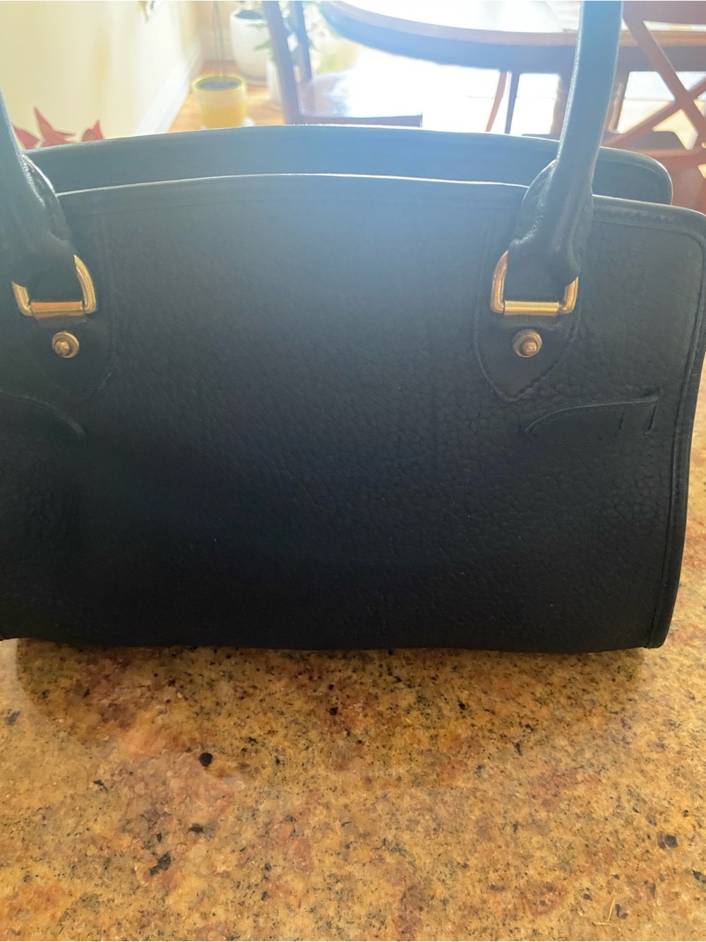 Dooney and Bourke classic Black Leather Tote Handbag with Gold Hardware - Picture 2 of 10
